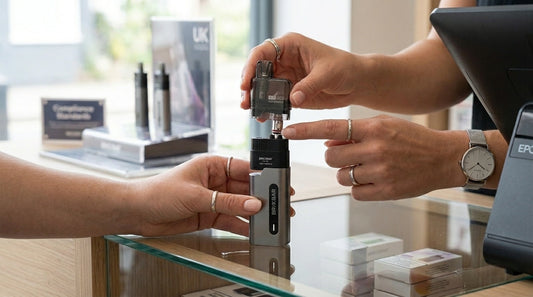 UK retailer checking a reusable vape for compliance